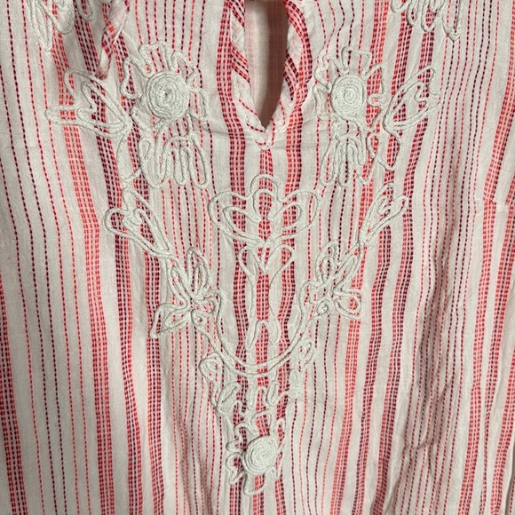 Soft Surroundings Salma Stripes Tunic Top Blouse Embroidered Size Large - Picture 4 of 10